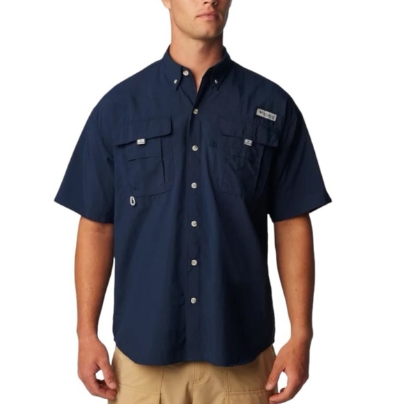 Columbia Men's PFG Bahama Blue Short Sleeve Shirt Size XXL / 2TG - Picture 1 of 7